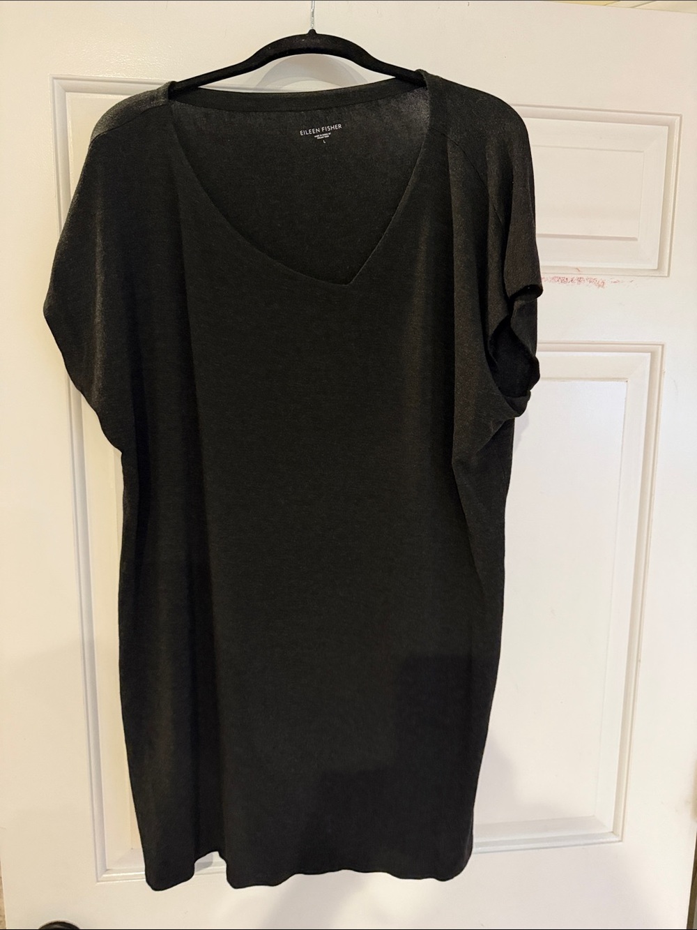 Eileen Fisher Charcoal V-Neck Short Sleeve Tunic